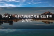 惊呆了！黑料大赛竟然藏着这些未曝光内容？