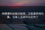 网曝爆料站每日秘闻，正能量真相内幕，当事人丑闻评论区炸了