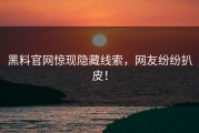黑料官网惊现隐藏线索，网友纷纷扒皮！