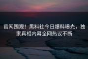 官网围观！黑料社今日爆料曝光，独家真相内幕全网热议不断