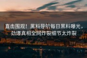 直击围观！黑料导航每日黑料曝光，劲爆真相全网炸裂细节太炸裂