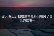 那天晚上，他在爆料黑料网看见了自己的故事…