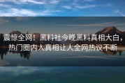 震惊全网！黑料社今晚黑料真相大白，热门圈内人真相让人全网热议不断