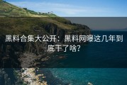 黑料合集大公开：黑料网曝这几年到底干了啥？