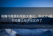 网曝今晚黑料导航大事记，热议大V细节内幕让你评论区炸了