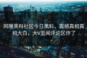 网曝黑料社区今日黑料，震撼真相真相大白，大V丑闻评论区炸了