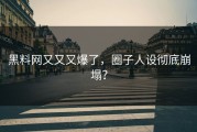 黑料网又又又爆了，圈子人设彻底崩塌？