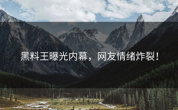 黑料王曝光内幕，网友情绪炸裂！