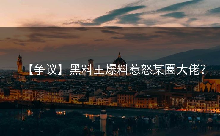 【争议】黑料王爆料惹怒某圈大佬？