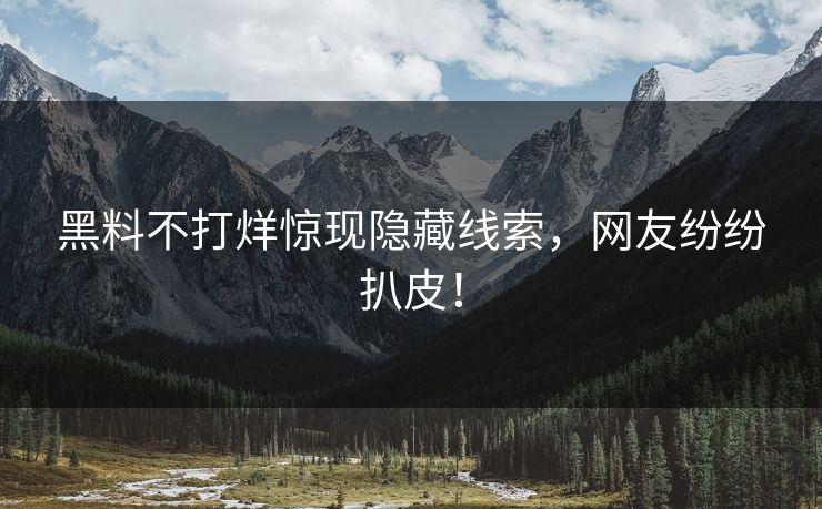 黑料不打烊惊现隐藏线索，网友纷纷扒皮！