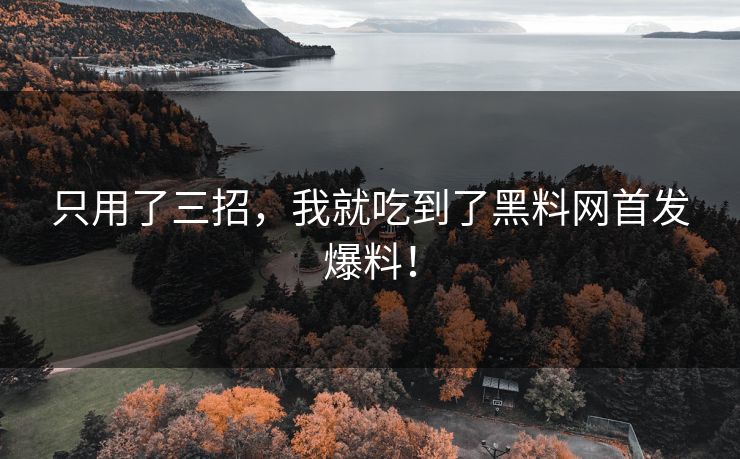 只用了三招，我就吃到了黑料网首发爆料！
