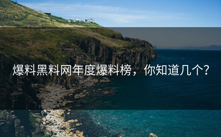 爆料黑料网年度爆料榜，你知道几个？