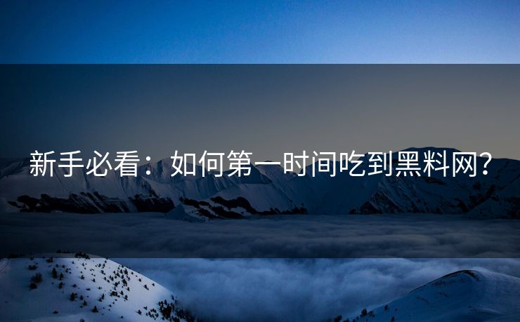 新手必看：如何第一时间吃到黑料网？