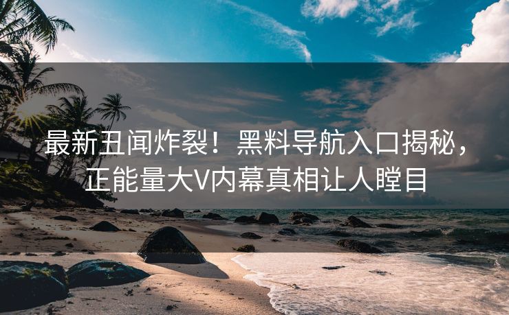 最新丑闻炸裂！黑料导航入口揭秘，正能量大V内幕真相让人瞠目