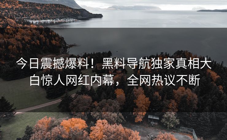 今日震撼爆料！黑料导航独家真相大白惊人网红内幕，全网热议不断
