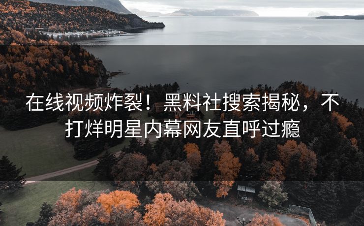在线视频炸裂！黑料社搜索揭秘，不打烊明星内幕网友直呼过瘾