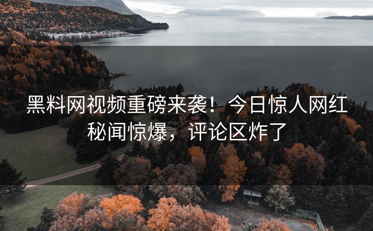 黑料网视频重磅来袭！今日惊人网红秘闻惊爆，评论区炸了