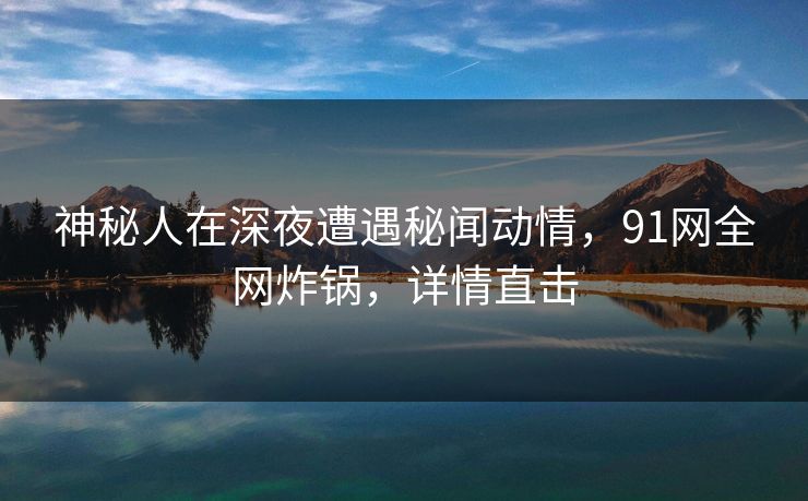 神秘人在深夜遭遇秘闻动情，91网全网炸锅，详情直击