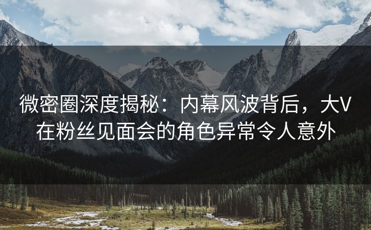 微密圈深度揭秘：内幕风波背后，大V在粉丝见面会的角色异常令人意外