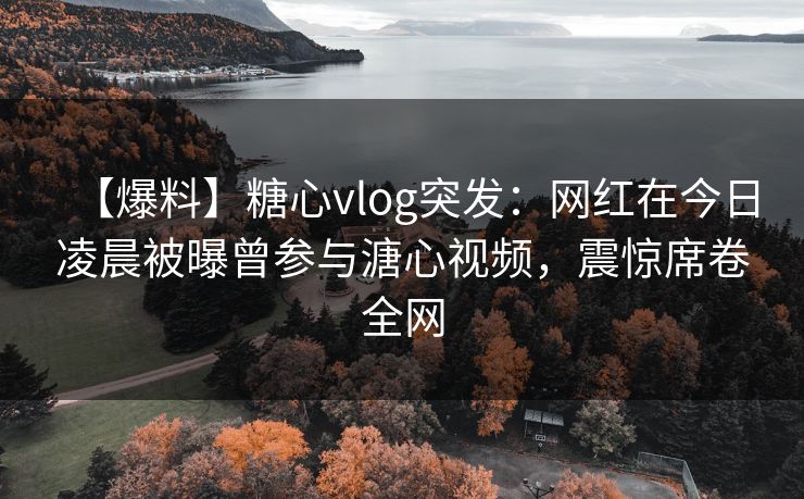 【爆料】糖心vlog突发：网红在今日凌晨被曝曾参与溏心视频，震惊席卷全网