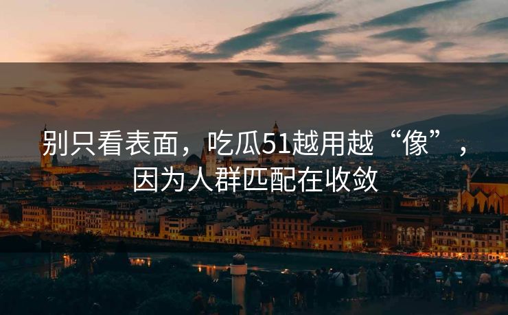 别只看表面，吃瓜51越用越“像”，因为人群匹配在收敛